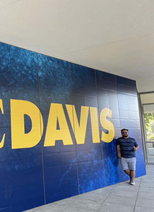 Shubham Mehra MSBA 22 takes a photo at UC Davis' main campus