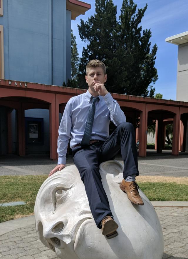 Kyle Gillingwater MPAc 21 takes a photo on one of the UC Davis Eggheads