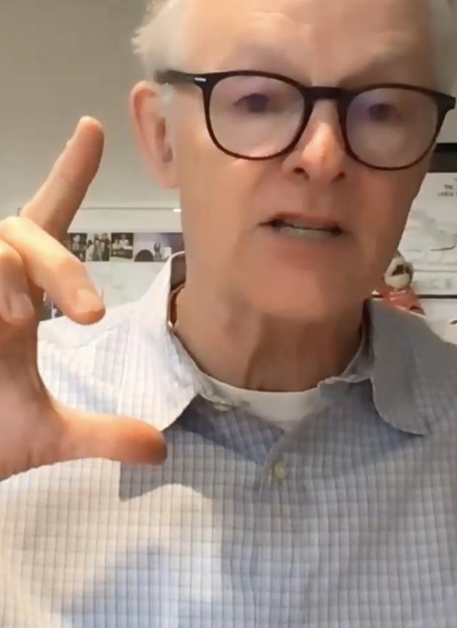 A screenshot of Dr. Jock Mackinlay during a Zoom meeting