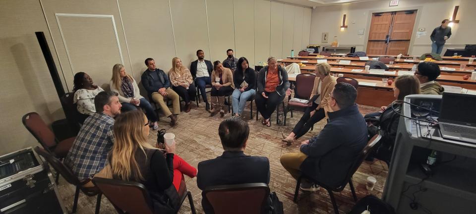 Students gathered round during the Online MBA Residential in Napa Valley 