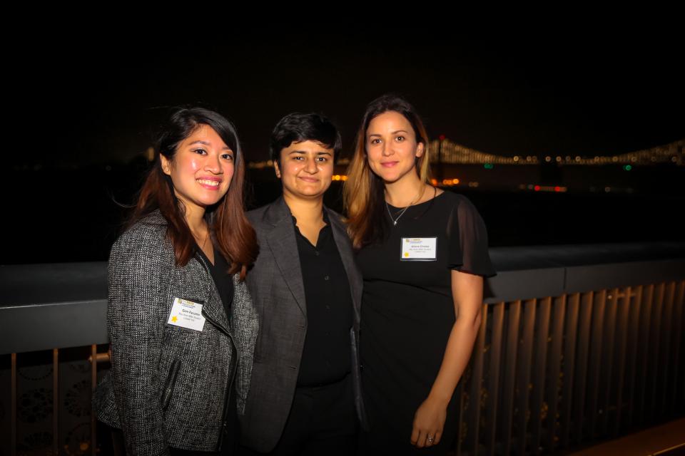 A group of students including Aliona Chistol and two GSM Student Association Bay Area members