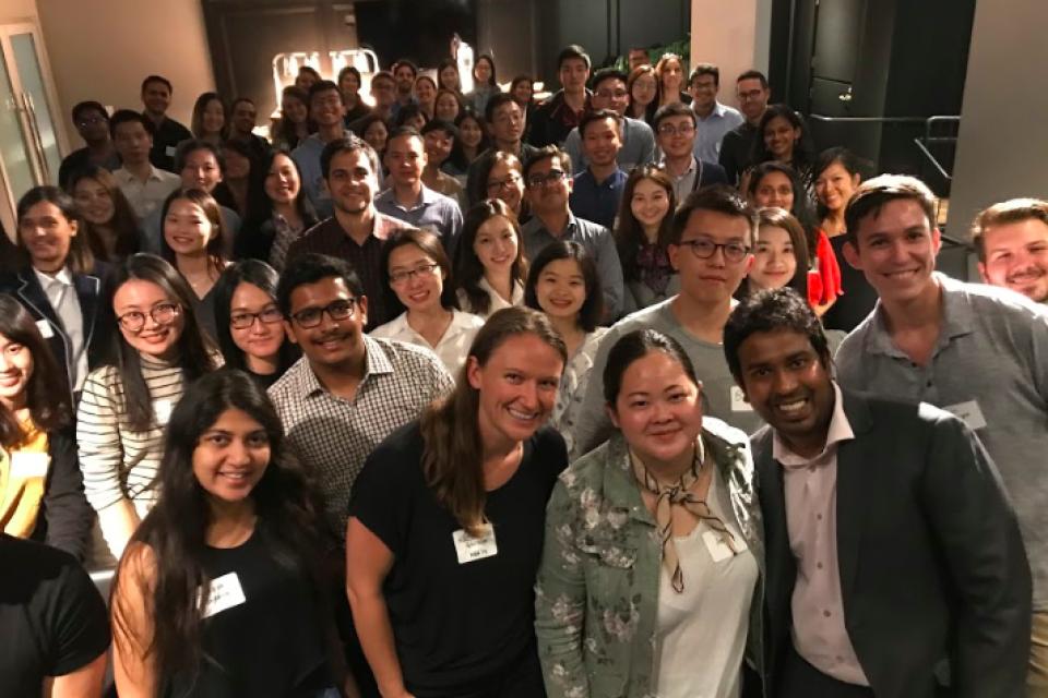 MSBA students and alums pose in group shot
