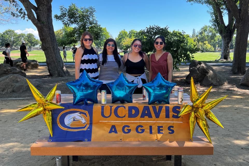 Eza Dsouka at a picnic in the park for UC Davis students