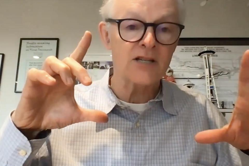 A screenshot of Dr. Jock Mackinlay during a Zoom meeting